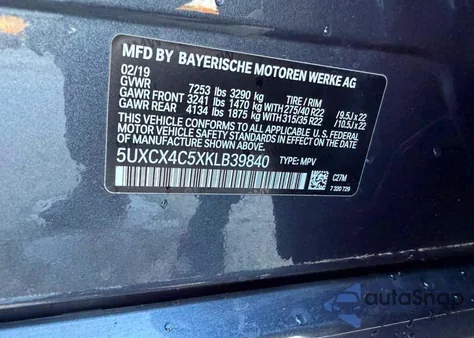 2019 BMW X7 xDrive50I z USA, uszkodzony, nr VIN 5UXCX4C5XKLB39840